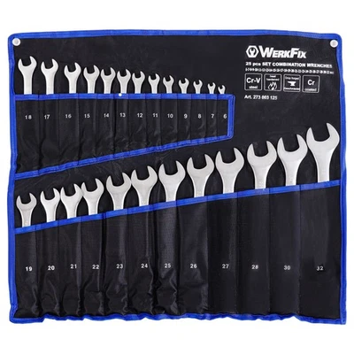 WERKFIX Set 25 Chiavi Inglesi Combinate Anello e Forchetta 6-32 mm Chiavi a - Immagine 1 di 4