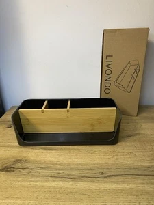Schreibtisch Organizer Bambus - schwarz - Gross - Livondo - Zdjęcie 1 z 8