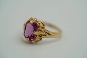 Vintage 10k Yellow Gold Amethyst Ring Size 4.5 1.16g - Picture 1 of 4