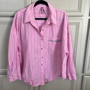 Anthropologie Maeve Oversized Button Down Hemd rosa grün gestreift - Bild 1 von 11