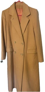 Vintage Images Kaschmir Top Mantel Damen Größe 12 hellbraun Knöpfe schwerer Trenchcoat - Bild 1 von 6
