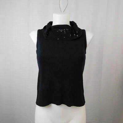 Camiseta sin mangas Joseph A. qu'est-ce que c'est seda con cuentas metálicas capucha-cuello - mediana #2520 Foto 1 de 4