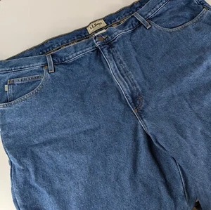 Jeans vintage LL Bean uomo 46x30 gamba dritta foderato in flanella classico denim blu - Foto 1 di 9