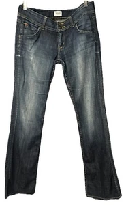 HUDSON JEANS Straight Leg Low Rise Med Wash Distress Denim Jeans Women's 28/29 - Picture 1 of 17
