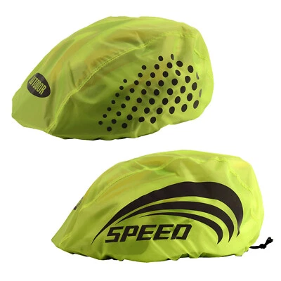 Helmüberzug Fahrradhelm Regenschutz Regenhaube Regenüberzug Sichtbarkeit NEON - Bild 1 von 4