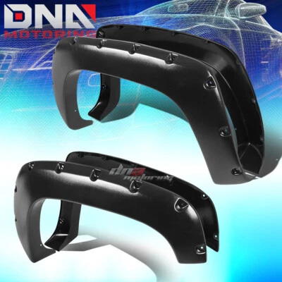 FOR CHEVY/GMC YUKON/TAHOE 3" MATTE BLACK POCKET RIVETED WHEEL FENDER FLARES KIT - Image 1 of 4