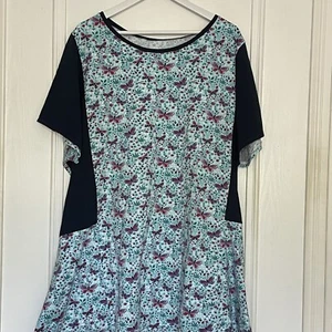 Tunic Top Size 32 Handmade Stretch Fabric With Butterfly Design Summer Holiday - Picture 1 of 6