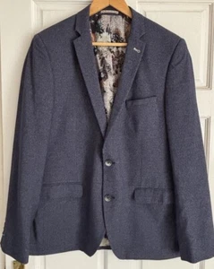 HARRY BROWN Blue Speckled Blazer Mens 44R Slim Fit Single-Breasted Jacket Smart - Picture 1 of 18