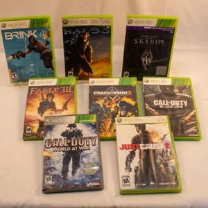 Xbox 360 Game Lot Halo 3 Skyrim COD Black Ops Brink Fable III Bundle 8 Games - Picture 1 of 8