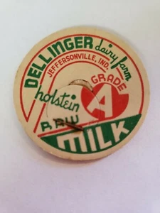 NOS Milk Bottle Cap Dellinger Dairy Farm Jeffersonville Indiana Milk Cap IN Milk - Picture 1 of 2