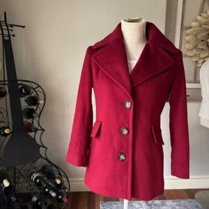Calvin Klein Giacca Donna 4P Rosso Misto Lana Pea Cappotto Invernale Soprabito - Foto 1 di 15