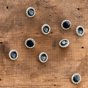 9 Vintage Ungaro Midnight Blue Silver Tone Buttons - Picture 1 of 7
