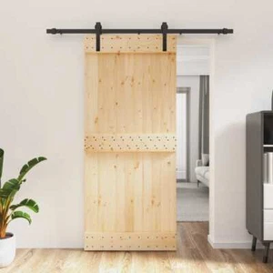 Sliding Door with Hardware Set Barn Door Interior Door Solid Wood Pine vidaXL - Picture 1 of 12