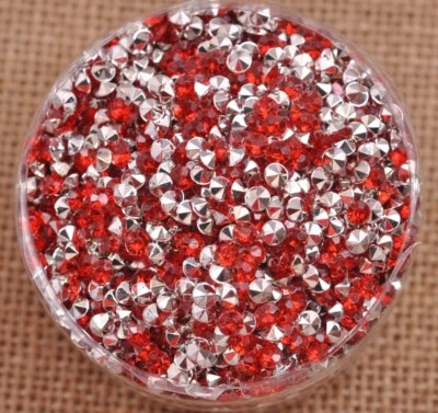 Venta al por mayor 1000 piezas cuentas traseras de punta bicónica de cristal acrílico estrás 3 mm 4 mm 5 mm Foto 1 de 4