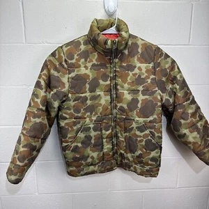 Vintage Camel Reversible Puffer Coat Jacket Camo Blaze Orange Full Zip Hunting M - Picture 1 of 23