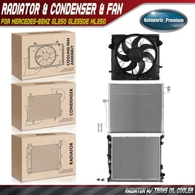 Kit de radiador y condensador de CA y ventilador de refrigeración para Mercedes-Benz GL350 GLE550e ML350 Foto 1 de 4