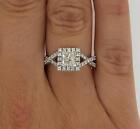 1.25 Ct Pave Halo Princess Cut Diamond Engagement Ring SI2 H White Gold Treated