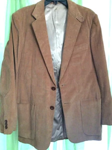 MEN'S SZ 40L ALEXANDER'S Corduroy Sports Coat Blazer Suit Jacket CAMEL TAN ELBOW - Picture 1 of 12
