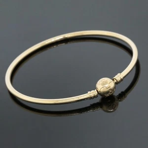 Pandora Moments Bangle Charm Bracelet 8" - 14K Yellow Gold - Picture 1 of 6