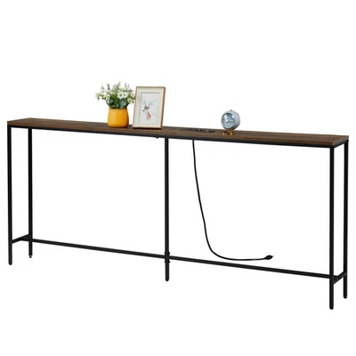 "Mesa de entrada delgada 71"" con marco de metal dorado para entrada sala de estar pasillo" Foto 1 de 4