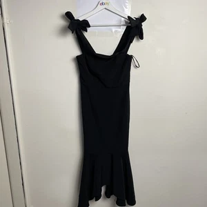 Shona Joy Dress Size 6 Black Sleeveless Polyester Blend Midi Tie Up Straps - Bild 1 von 14