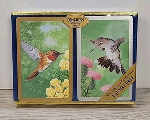 Vintage Congress Playing Cards Hummingbirds Celutone Double Deck New Sealed - Bild 1 von 12