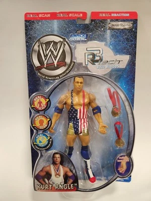 Figura de acción de lucha libre escaneada real WWE WWF 2002 Kurt Angle R3 Tech Blue Bloods Foto 1 de 4