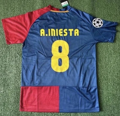 Camiseta de futebol vintage retrô 2008-09 FC Barcelona rara Andres Iniesta GG - Imagem 1 de 3
