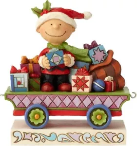 Jim Shore Peanuts Resina Charlie Brown Navidad Tren Coche Estatuilla Nuevo 6000988 T - Imagen 1 de 1