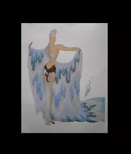 ERTE Water Bal Tabarin 1937 Theatrical Costume 12x9" 1979 Lithograph Art Print - Picture 1 of 4