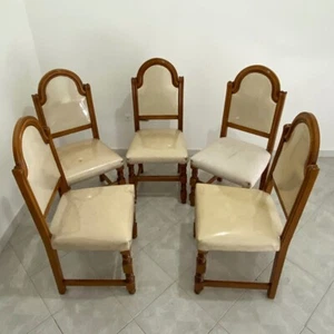 Set 5 Sedie Soggiorno Sala da Pranzo Salotto Elegante Classico Vintage Retro - Foto 1 di 19