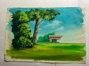 Arte de producción de fondo pintado original de dibujos animados de animación Fangface espeluznante - Imagen 1 de 1