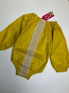 Baby Yellow Boho Crochet Outfit Bodysuit Romper Shirt Birthday Photo Op 6-12 mo - Picture 1 of 5