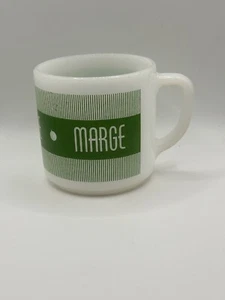 Vintage Federal Glas weiß grün Milchglas GROß Name Kaffeebecher hitzebeständig - Bild 1 von 7