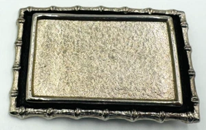 Vintage Silver Plated Unmarked Rectangle 2" x 3" Belt Buckle Plain w/ Bamboo - Picture 1 of 7