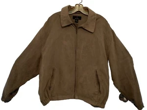 GARY PLAYER Jacket Mens XL Brown Full Zip Micro Suede Bomber Zip Slant Pockets - Picture 1 of 6