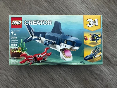 LEGO Creator 3 In 1 Deep Sea Creatures 230 Pc Building Kit Shark Fish Squid Crab - Image 1 of 4