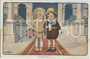 BERTIGLIA - MATRIMONIO - BAMBINI INNAMORATI 1051-4 CARTOLINA ILLUSTRATA 1917 - Picture 1 of 1