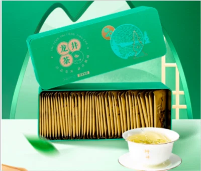 Chinese teasDragon Well Tea 狮峰牌绿茶龙井茶叶杭州正宗春茶雨前独立小包装袋装2g*40包*2盒/夜风专拍