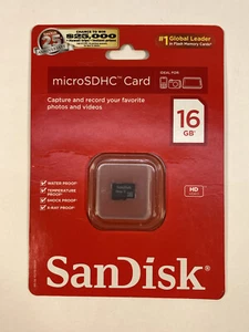 NEW SanDisk 16GB MicroSDHC Memory Card + Case Class 4 MicroSD - Picture 1 of 2