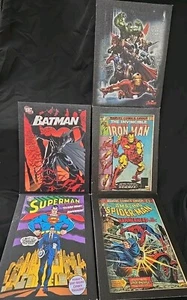 Marvel Avengers Spider-Man Iron Man & DC Batman Superman Art Print 8.5" X 6.5" - Picture 1 of 6