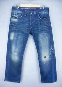 Diesel Larkee Mens Jeans 31W 26L Regular Straight Denim Blue Distressed Cotton - Picture 1 of 17