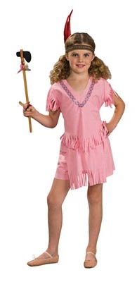 Camisa fantasia infantil rosa MENINA INDIANA NATIVA AMERICANA grande 12 14 FEITA NOS EUA - Imagem 1 de 2