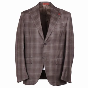 Isaia 'Marechiaro' Medium Brown Check Super 140s Wool Sport Coat 40R (Eu 50) NWT - Picture 1 of 9