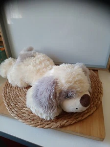 Doudou peluche chien sonore allongé écru crème gris 50 cm Cobico - Imagen 1 de 6