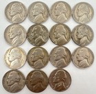 Lot Of 15 1940,41,42,43,44,46,48,54,59 US Nickels T28