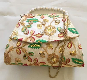 Pochette Sera Borse REGALO PER LEI Vintage Paillettes Ricamate Perla - Foto 1 di 2