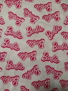 REMNANT Riley Blake Barbie Mattel Collection BC17963 White Hot Pink Name 20"Lx5" - Picture 1 of 3