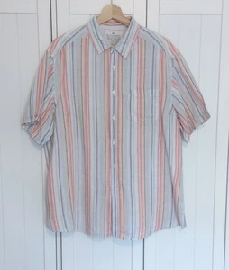 Mens Linen Shirt XL Marks And Spencer Striped - Picture 1 of 9