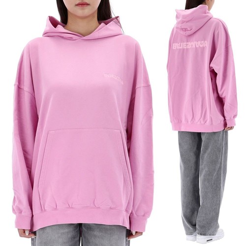 Felpa con cappuccio oversize Balenciaga con logo ricamato 46549039